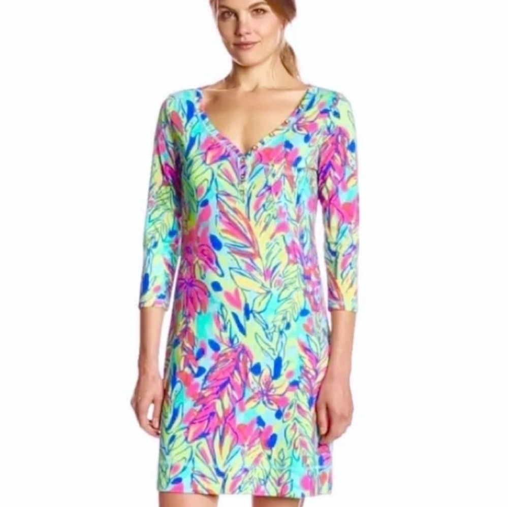 Lily Pulitzer Dress Palmetto Hot Spot Pima Cotton Extra Small